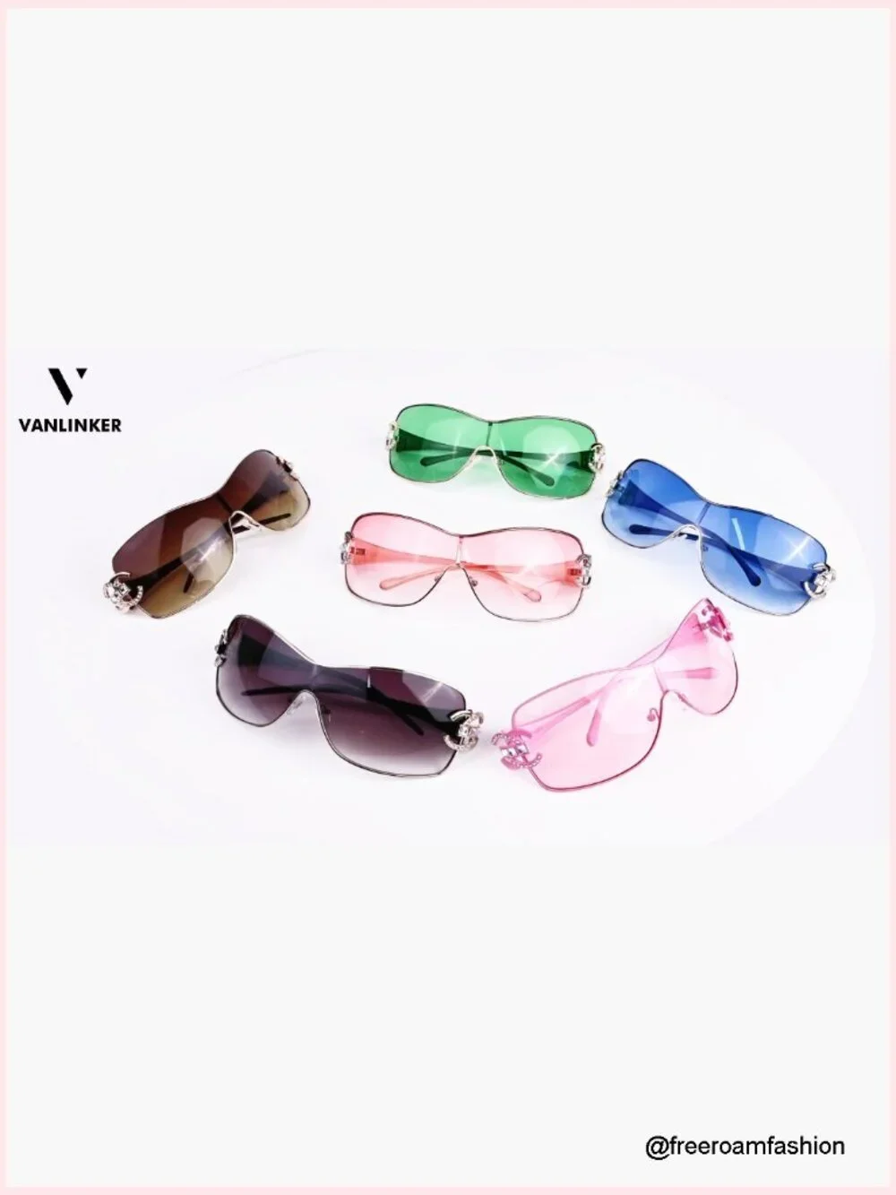 Y2K Oversized Wrap Around Sunglasses UV400 Shield Frameless Shades for Women Men